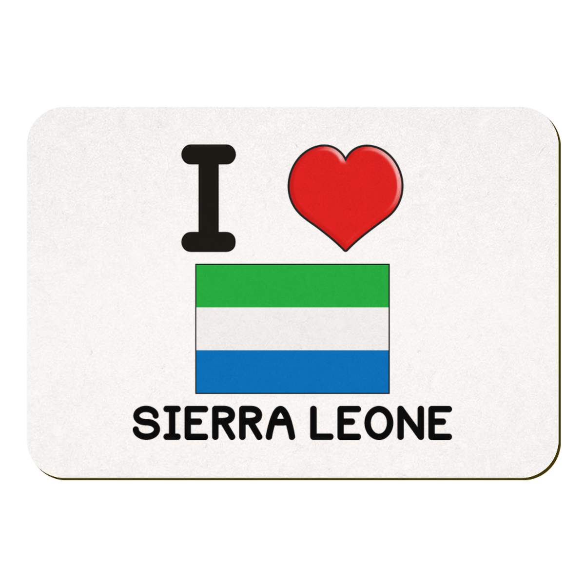 'I Love Sierra Leone' Rectangular Fridge Magnet - Decorative Refrigerator & Whiteboard Magnet for Home, Kitchen or Office - 70mm x 49mm (FM00047606)