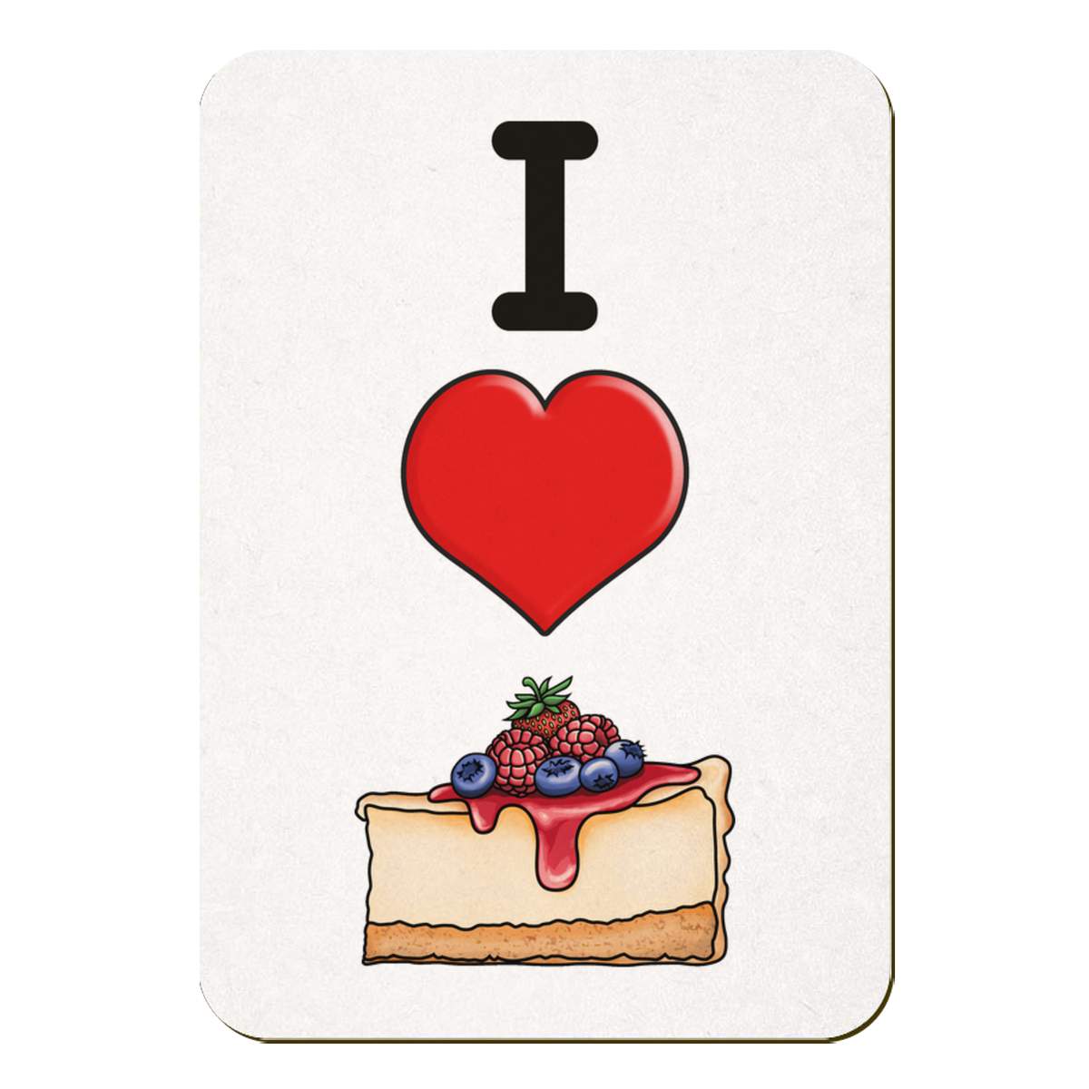 'I Love Cheesecake' Rectangular Fridge Magnet - Decorative Refrigerator & Whiteboard Magnet for Home, Kitchen or Office - 70mm x 49mm (FM00047705)