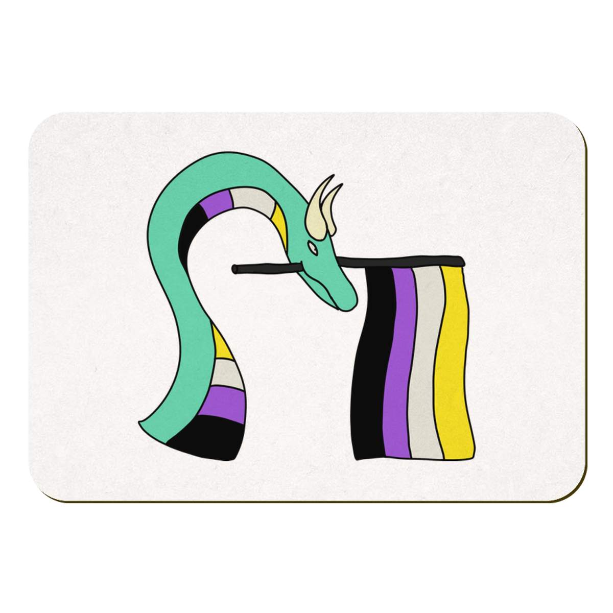 'Non-binary Dragon' Rectangular Fridge Magnet - Decorative Refrigerator & Whiteboard Magnet for Home, Kitchen or Office - 70mm x 49mm (FM00047807)
