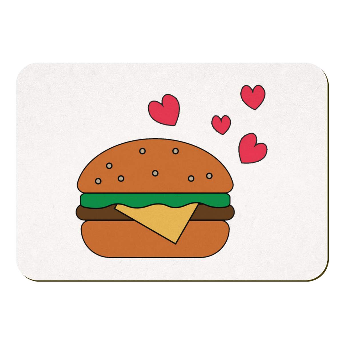 'Burger & Hearts' Rectangular Fridge Magnet - Decorative Refrigerator & Whiteboard Magnet for Home, Kitchen or Office - 70mm x 49mm (FM00049102)