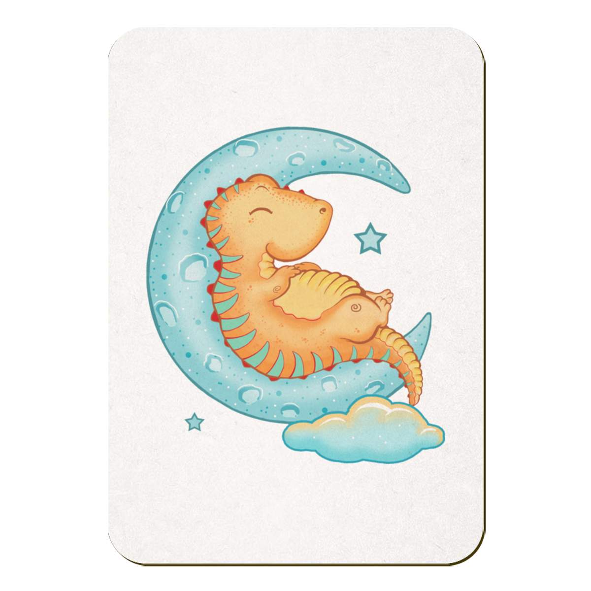 'Sleeping Dinosaur On Moon' Rectangular Fridge Magnet - Decorative Refrigerator & Whiteboard Magnet for Home, Kitchen or Office - 70mm x 49mm (FM00050124)