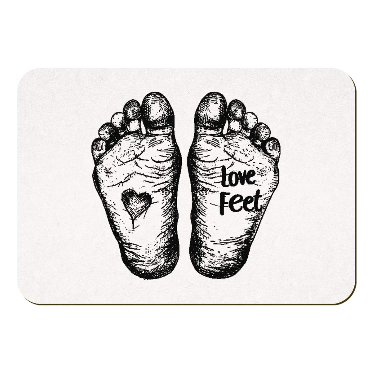 'Love Feet with Sketchy Feet and Heart' Rectangular Fridge Magnet - Decorative Refrigerator & Whiteboard Magnet for Home, Kitchen or Office - 70mm x 49mm (FM00052920)