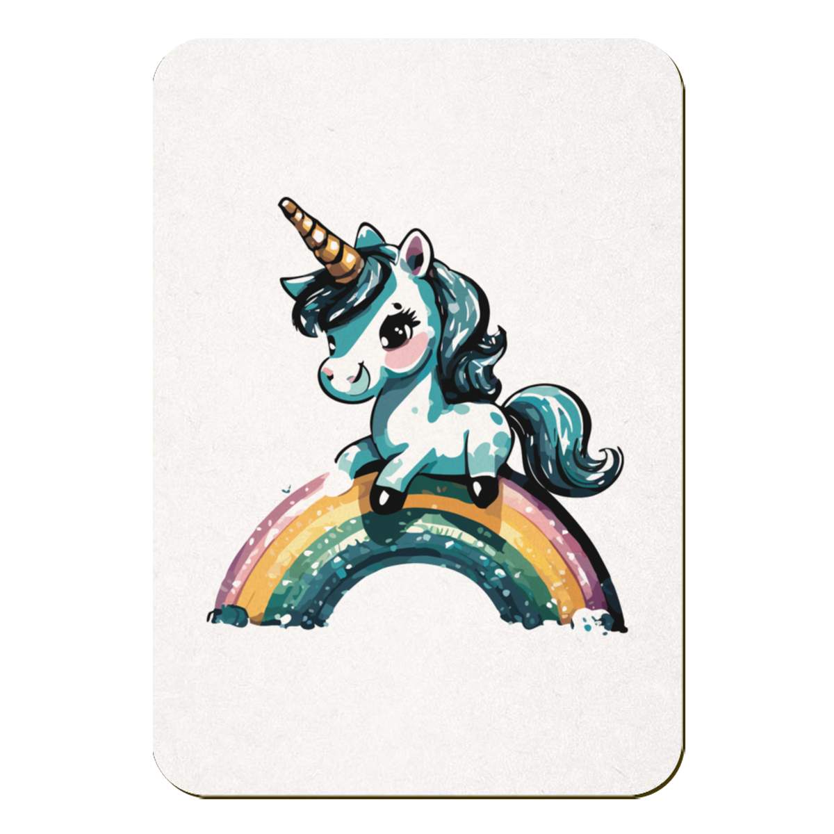 'Unicorn And Rainbow ' Rectangular Fridge Magnet - Decorative Refrigerator & Whiteboard Magnet for Home, Kitchen or Office - 70mm x 49mm (FM00053048)