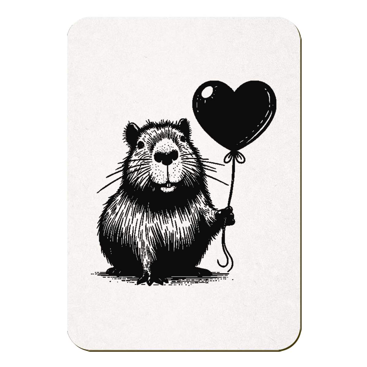 'Capybara With Balloon' Rectangular Fridge Magnet - Decorative Refrigerator & Whiteboard Magnet for Home, Kitchen or Office - 70mm x 49mm (FM00056931)