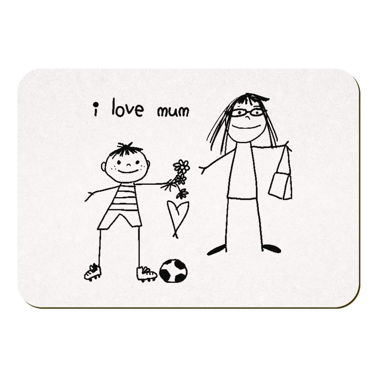 'I Love Mum' Rectangular Fridge Magnet - Decorative Refrigerator & Whiteboard Magnet for Home, Kitchen or Office - 70mm x 49mm (FM00057120)