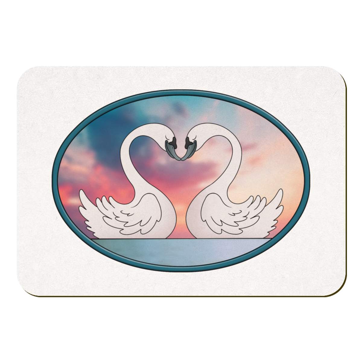 'Swans In Love' Rectangular Fridge Magnet - Decorative Refrigerator & Whiteboard Magnet for Home, Kitchen or Office - 70mm x 49mm (FM00057376)