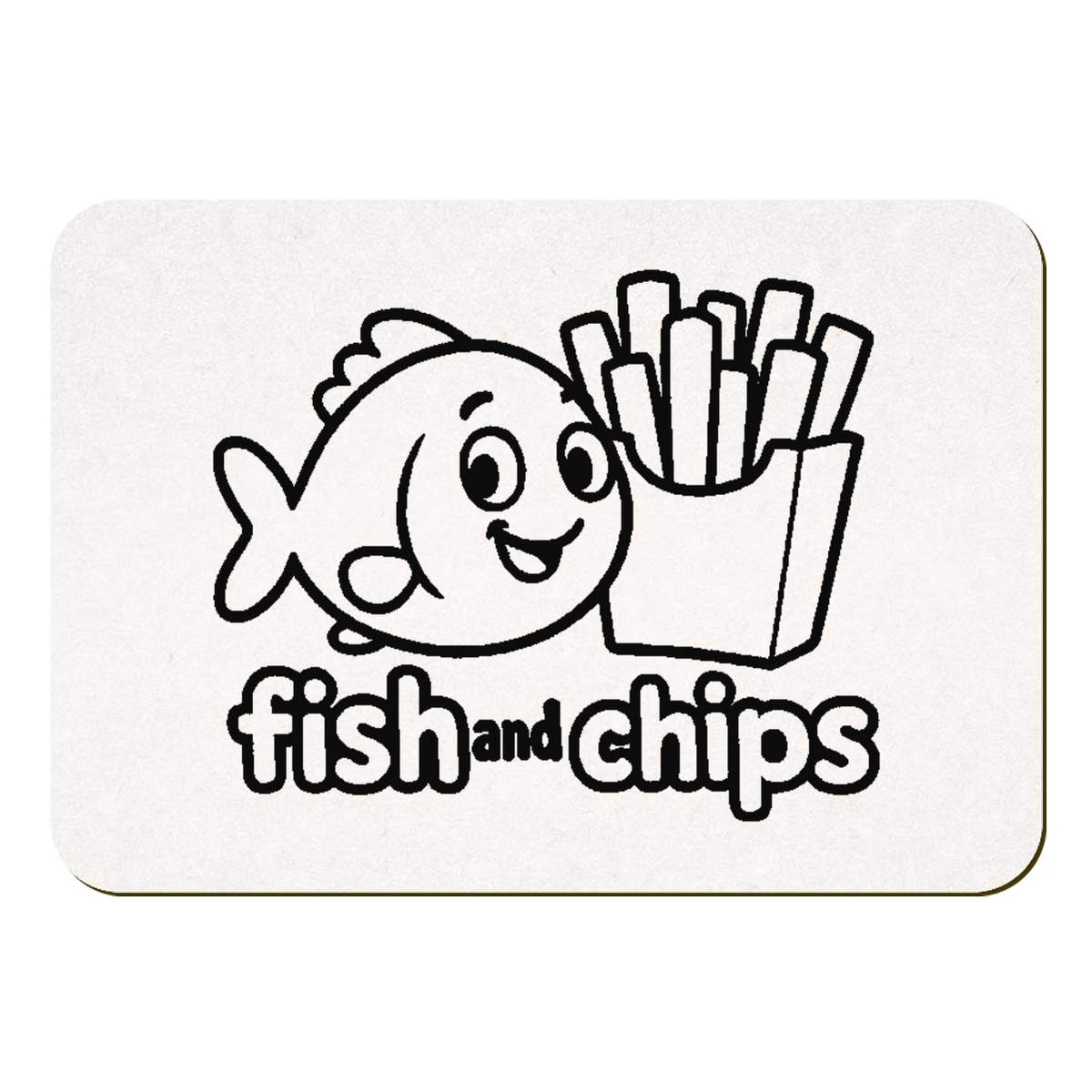 'Cute Fish & Chips' Rectangular Fridge Magnet - Decorative Refrigerator & Whiteboard Magnet for Home, Kitchen or Office - 70mm x 49mm (FM00060625)
