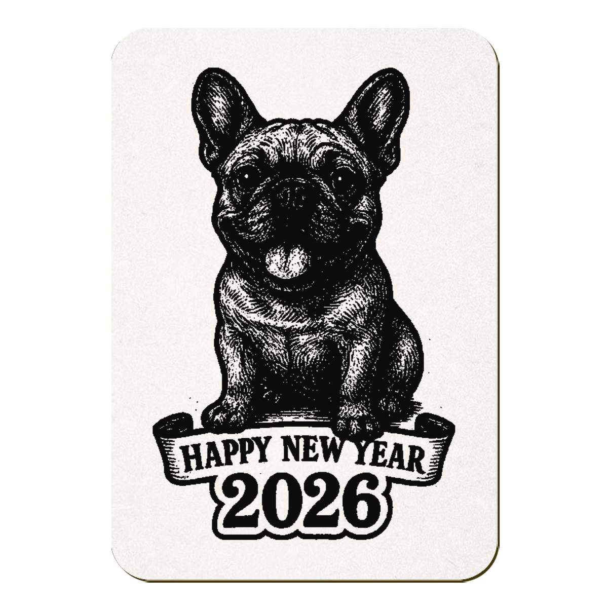 'New Year 2026 Bulldog' Fridge Magnet - 70mm x 49mm - Decorative Refrigerator & Whiteboard Magnet for Home, Kitchen or Office (FM00061749)