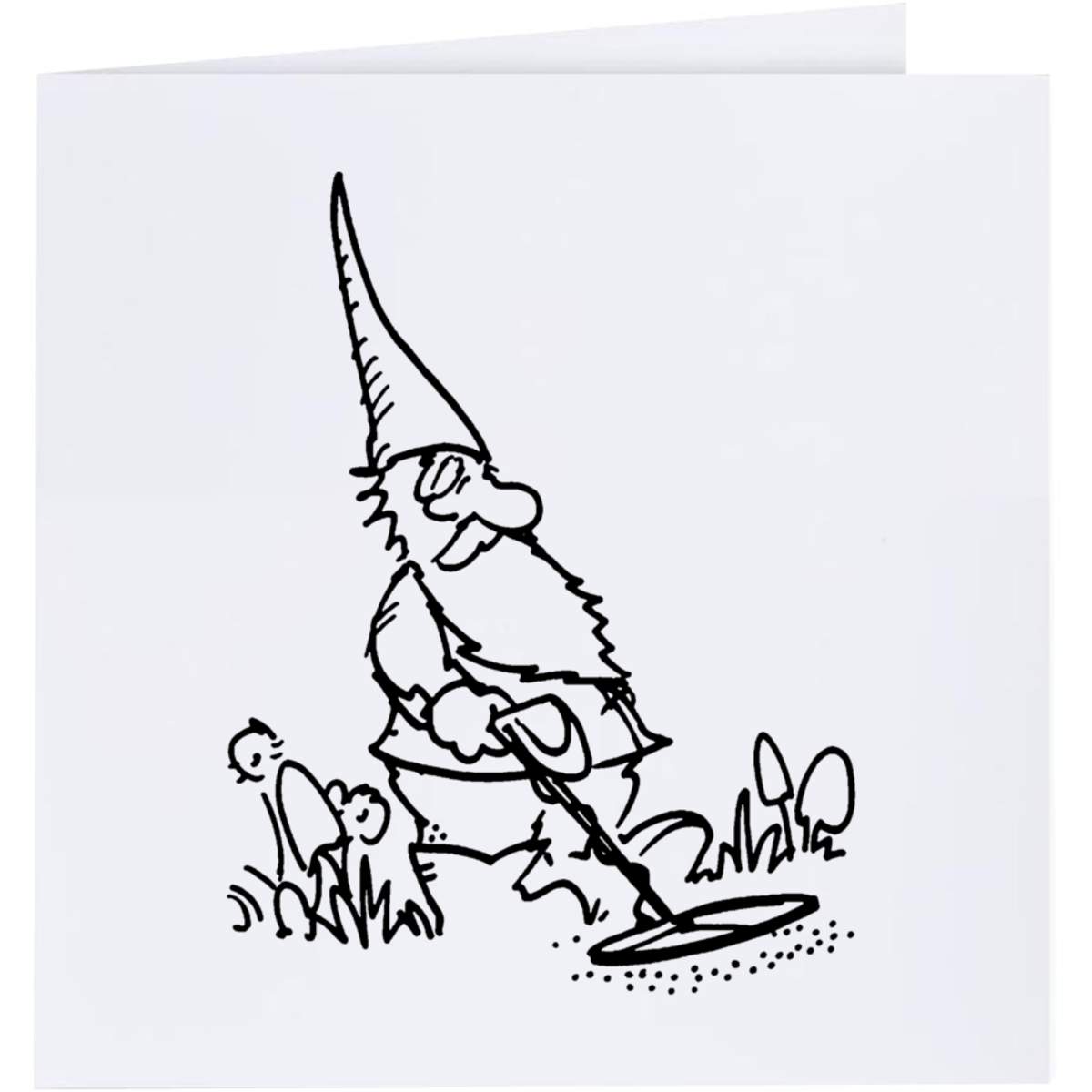 'Metal Detector Gnome' Greeting / Occasion Card - Blank Inside for Birthdays, Thank You Notes, Invitations and Gifts (GC023965)