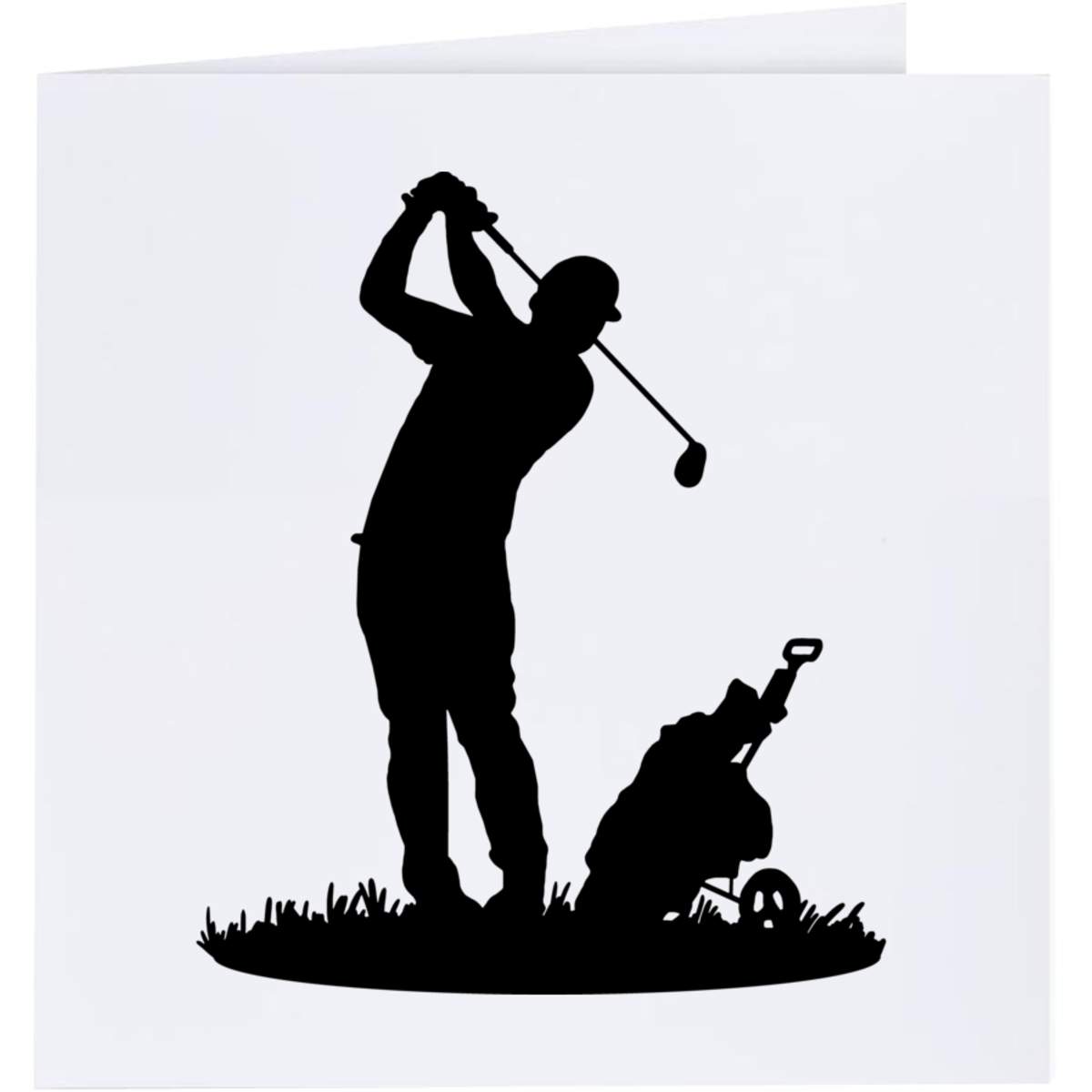 'Golfer Silhouette' Greeting / Occasion Card - Blank Inside for Birthdays, Thank You Notes, Invitations and Gifts (GC029801)