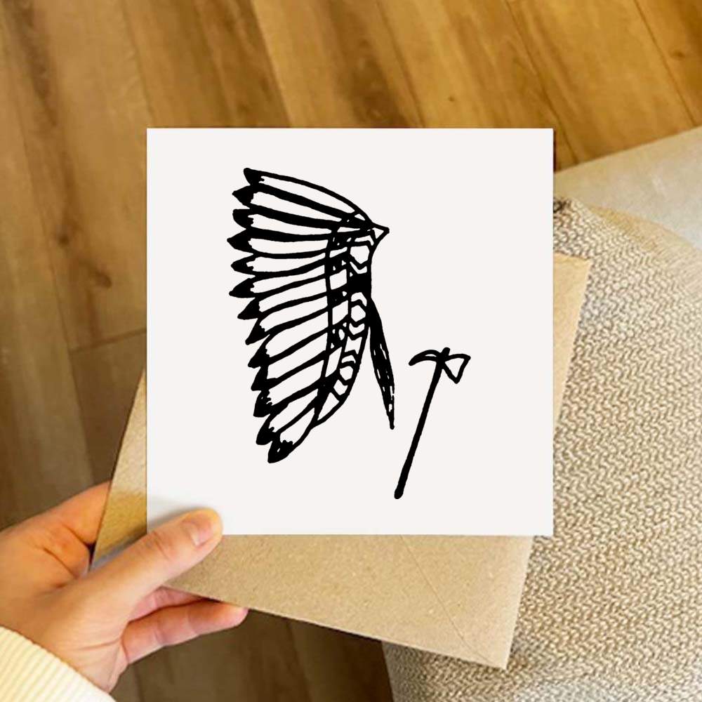 Cartes de vente en gros voeux « War Bonnet & Tomahawk » (GC036723)
