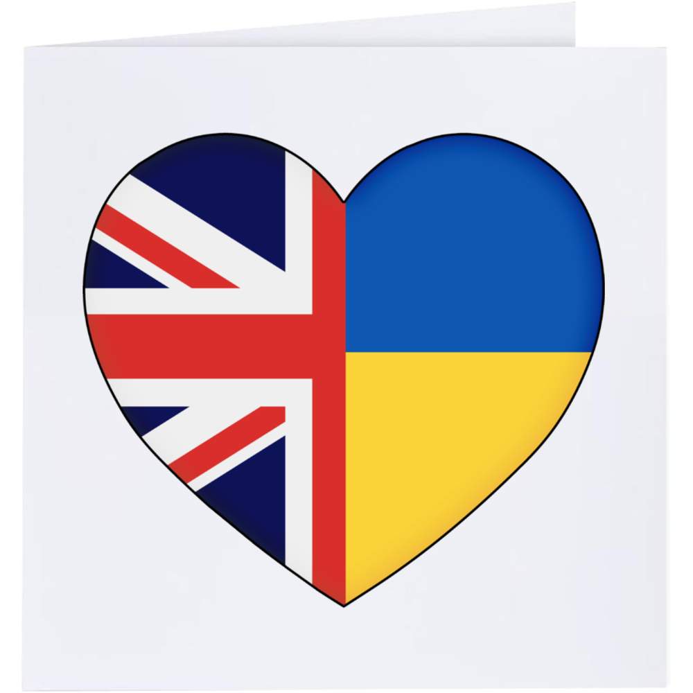 'United Kingdom Ukraine Flag Heart' Greeting Cards (GC038247)