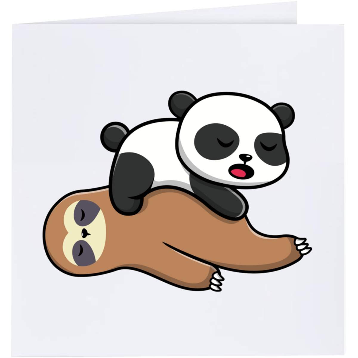 'Sleeping Sloth And Baby Panda' Greeting Cards (GC041647)