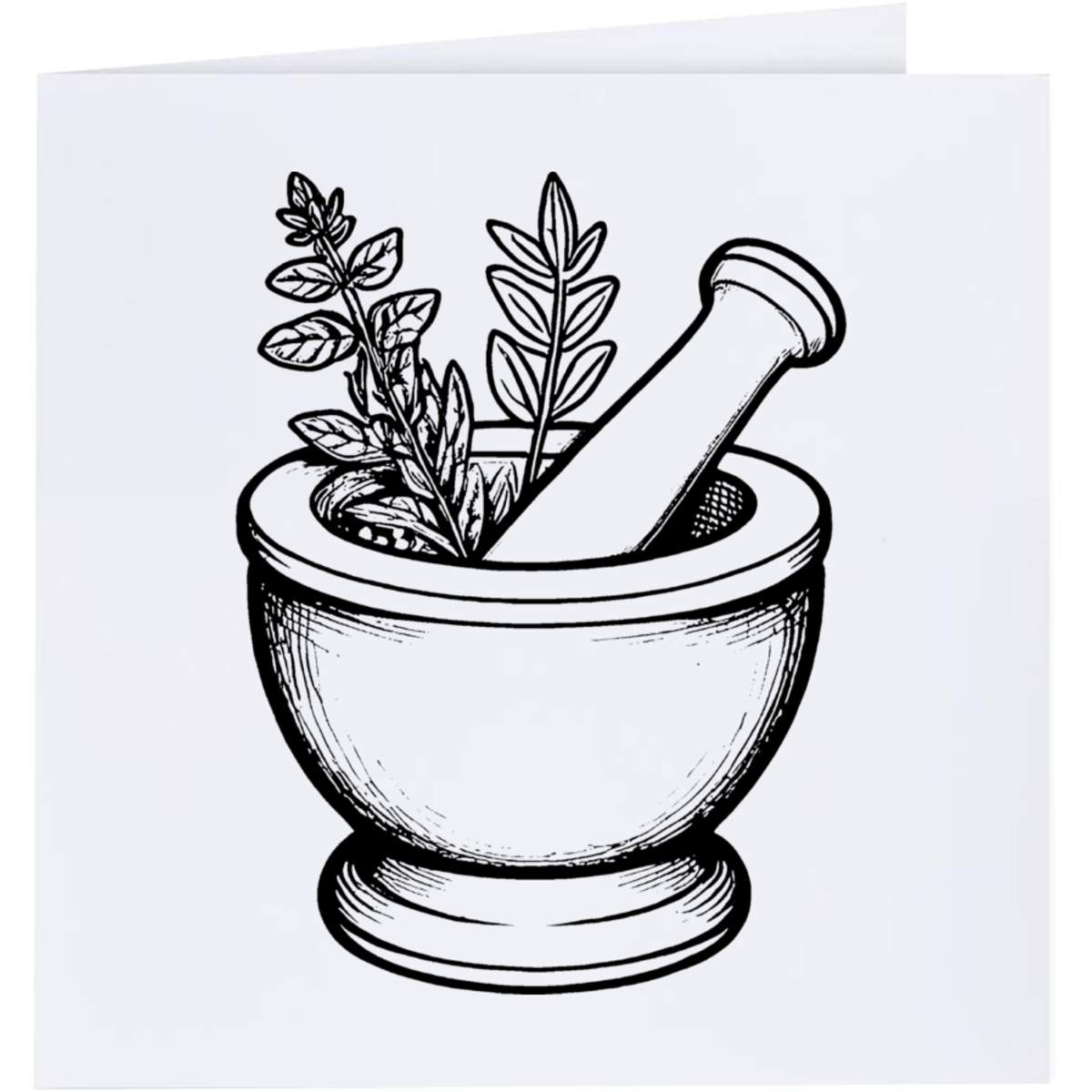 'Herb Mortar and Pestle' Greeting / Occasion Card - Blank Inside for Birthdays, Thank You Notes, Invitations and Gifts (GC044951)