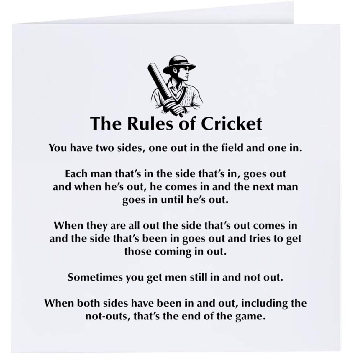 'Funny Cricket Rules' Blank Greeting Card (GC00065689)