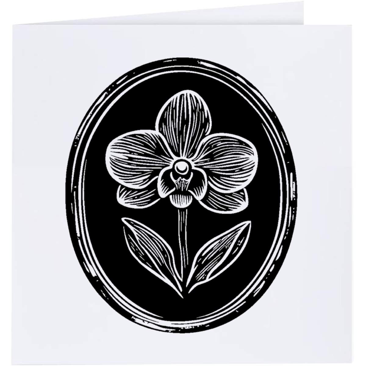 'Orchid Flower in Oval Frame' Greeting Cards (GC050475)