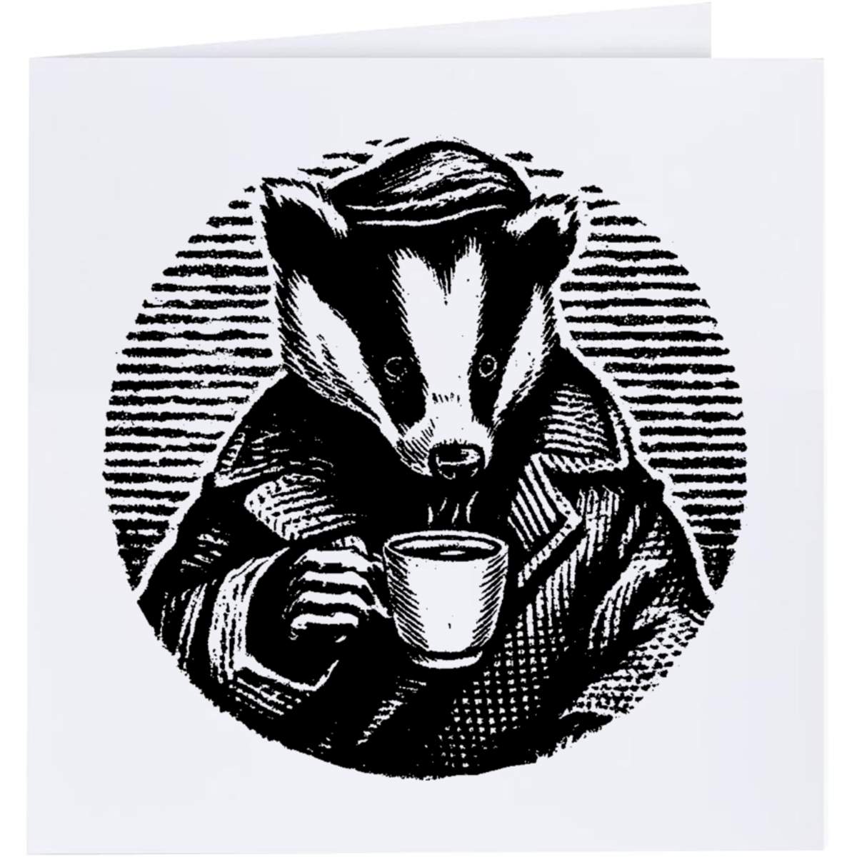 'Badger with Coffee' Greeting / Occasion Card - Blank Inside for Birthdays, Thank You Notes, Invitations and Gifts (GC054962)