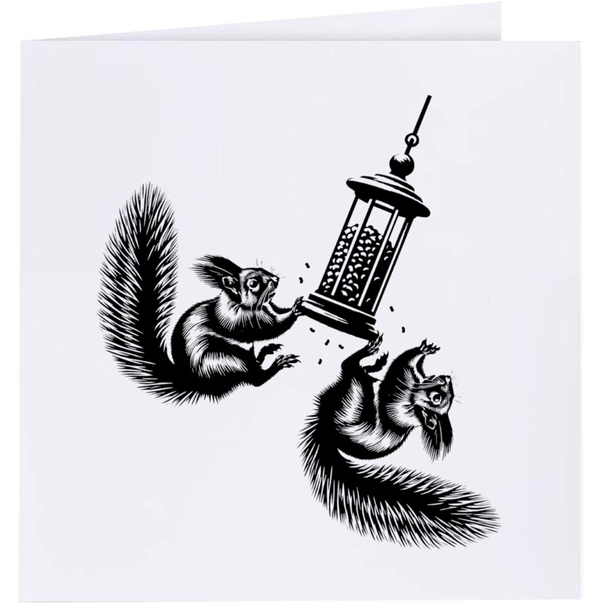 'Squirrels & Birdfeeder' Greeting / Occasion Card - Blank Inside for Birthdays, Thank You Notes, Invitations and Gifts (GC060099)