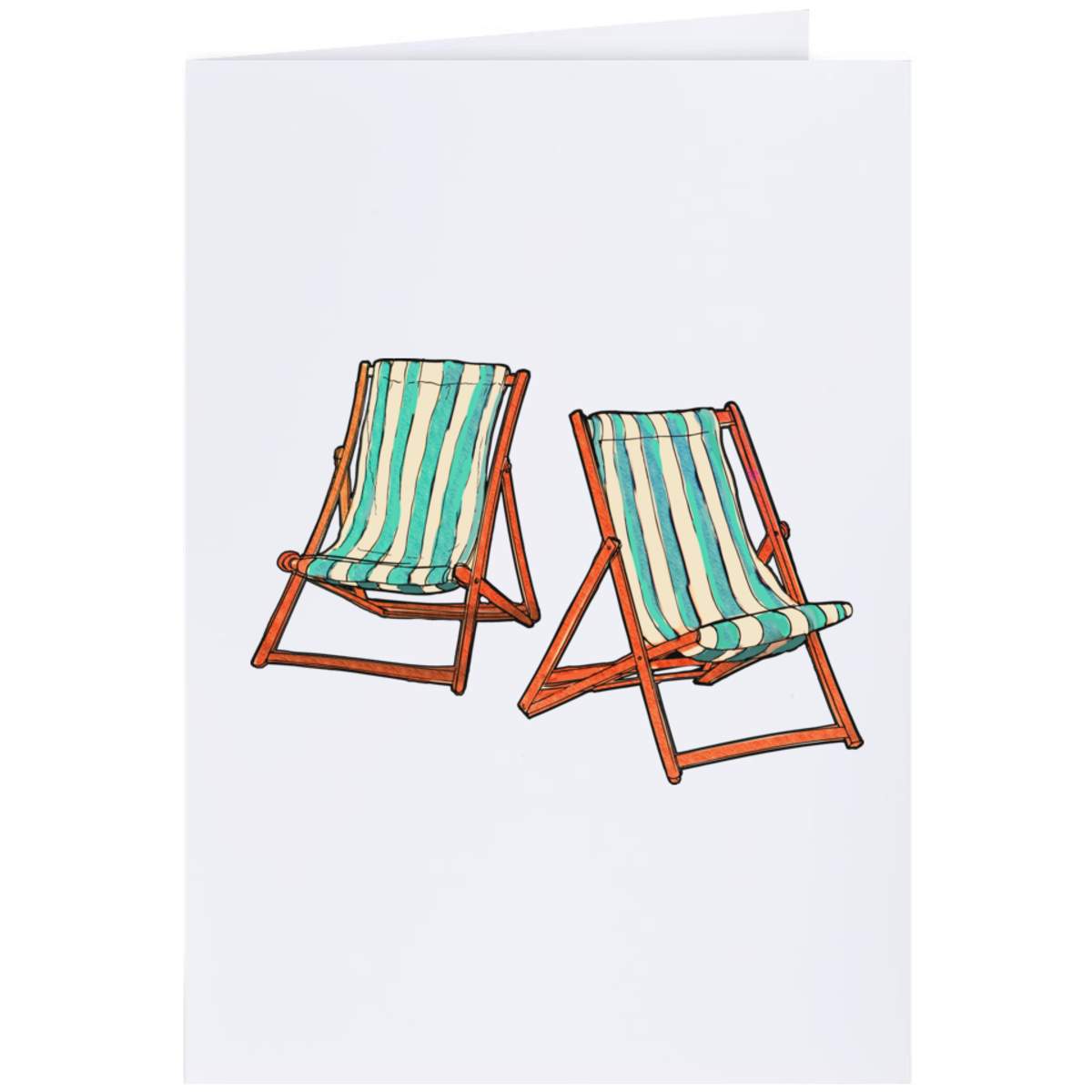 Large (A4) 'Deck Chairs' Blank Greeting Card (GC00025521)