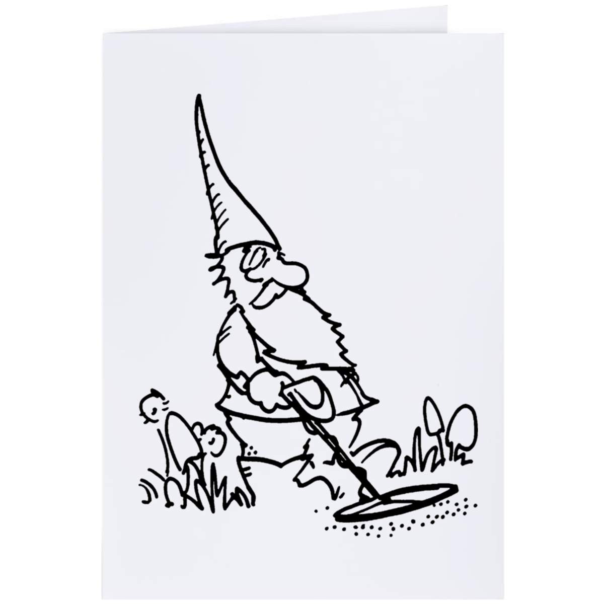 'Metal Detector Gnome' Greeting Card - A4 - Blank Inside for Birthdays, Thank You Notes, Invitations and Gifts (GC00026482)