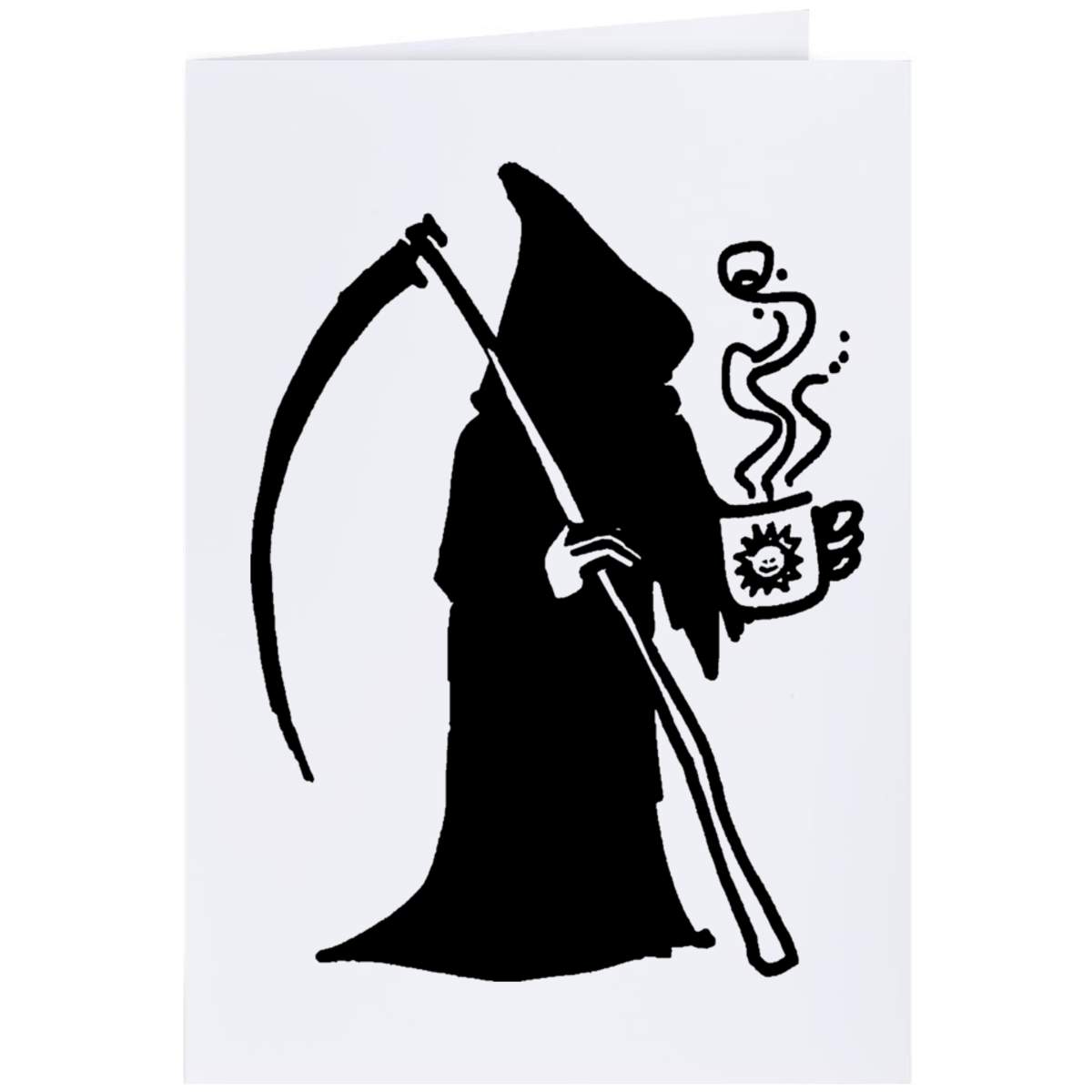 'Grim Reaper With Coffee' Greeting Card - A4 - Blank Inside for Birthdays, Thank You Notes, Invitations and Gifts (GC00029315)