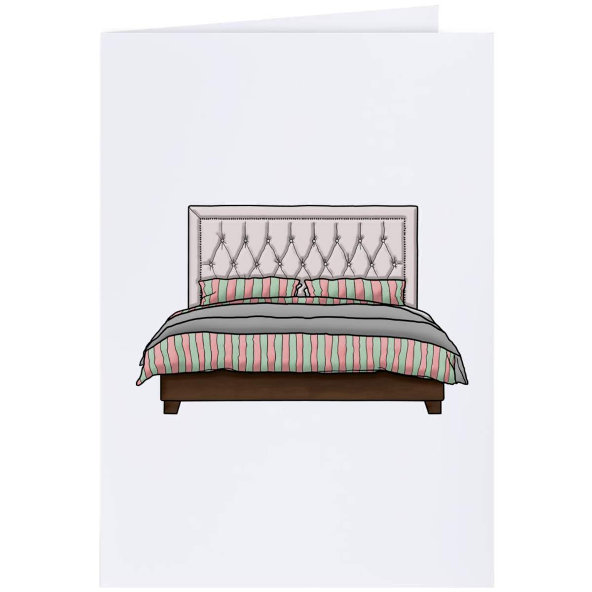 Large (A4) 'Double Bed' Blank Greeting Card (GC00032185)