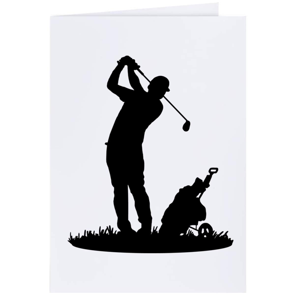 'Golfer Silhouette' Greeting Card - A4 - Blank Inside for Birthdays, Thank You Notes, Invitations and Gifts (GC00032337)