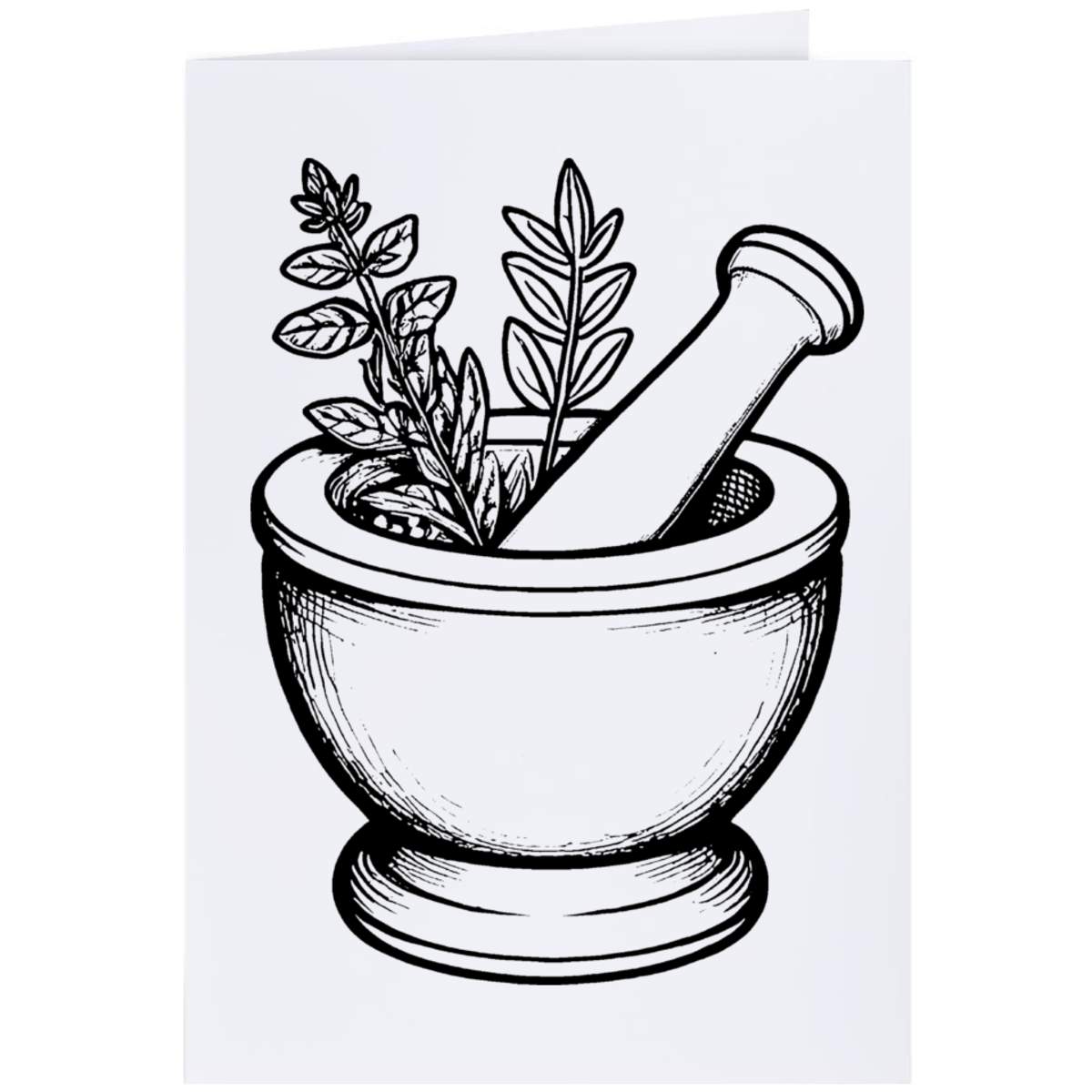 'Herb Mortar and Pestle' Greeting Card - A4 - Blank Inside for Birthdays, Thank You Notes, Invitations and Gifts (GC00060330)