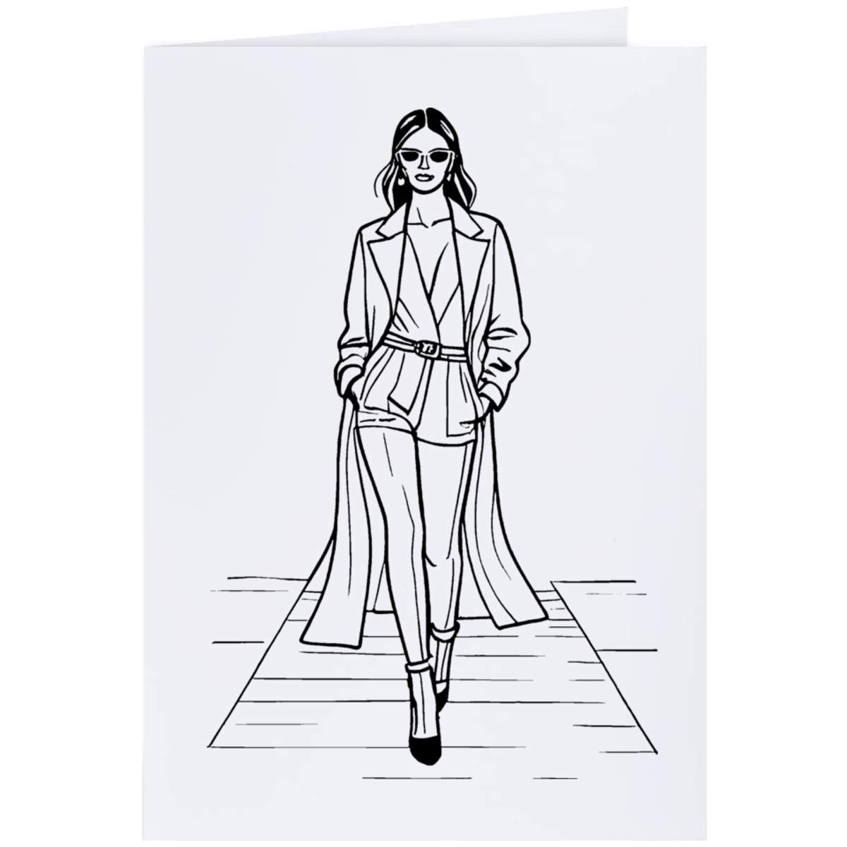 Large (A4) 'Fashion Runway Model' Blank Greeting Card (GC00060380)