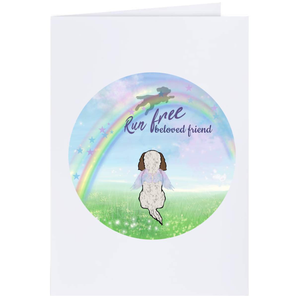 Large (A4) 'Run Free Over The Rainbow Bridge' Blank Greeting Card (GC00061646)