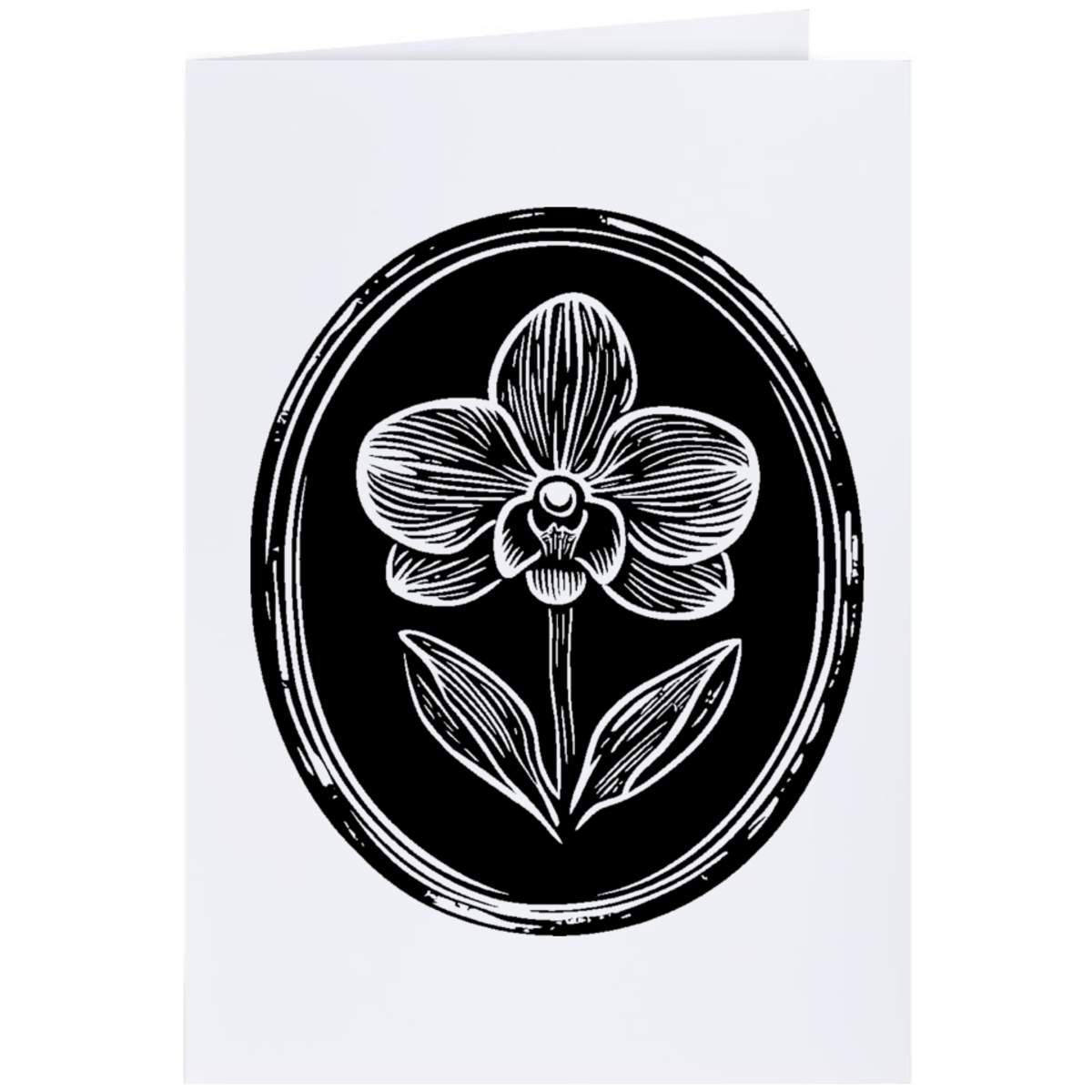 Large (A4) 'Orchid Flower in Oval Frame' Blank Greeting Card (GC00070206)