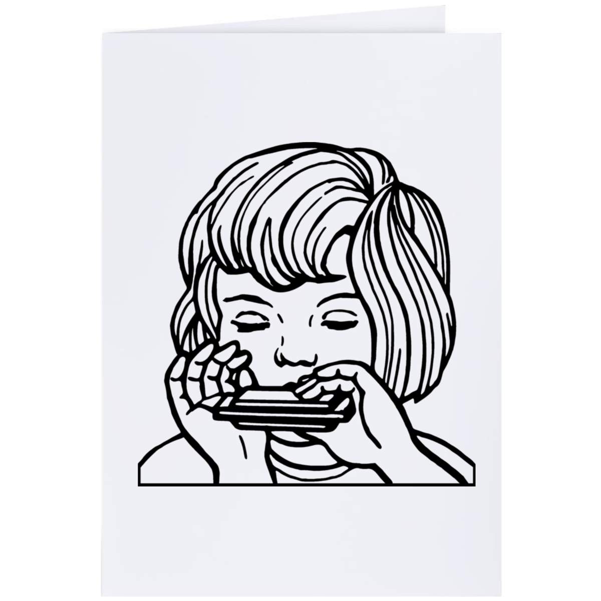 Large (A4) 'Harmonica Player' Blank Greeting Card (GC00070640)