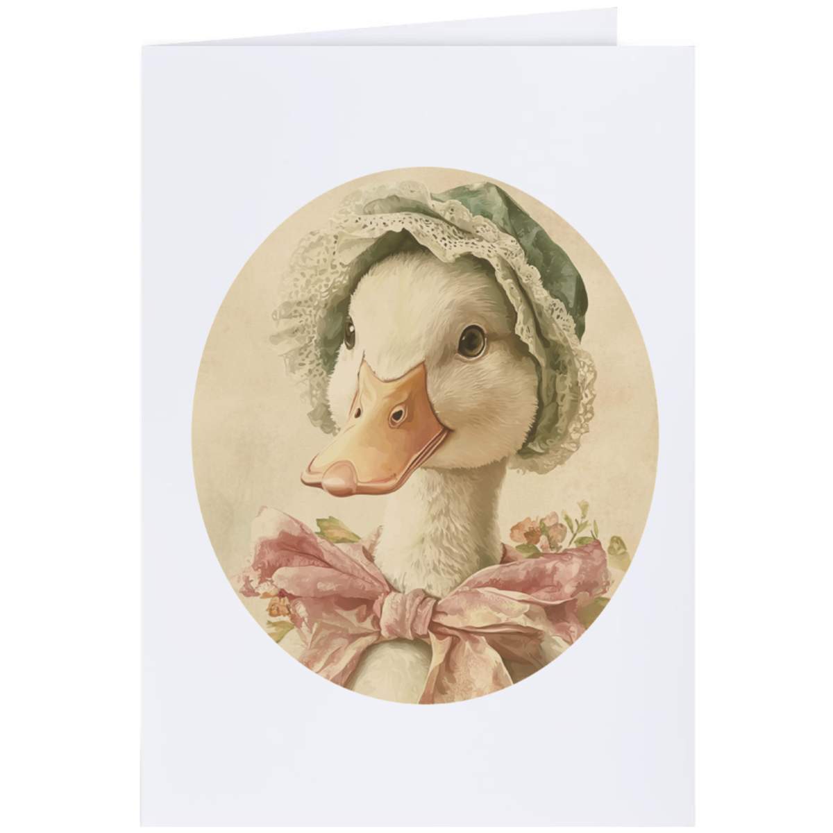 Large (A4) 'Vintage Goose Wearing A Bonnet' Blank Greeting Card (GC00071900)