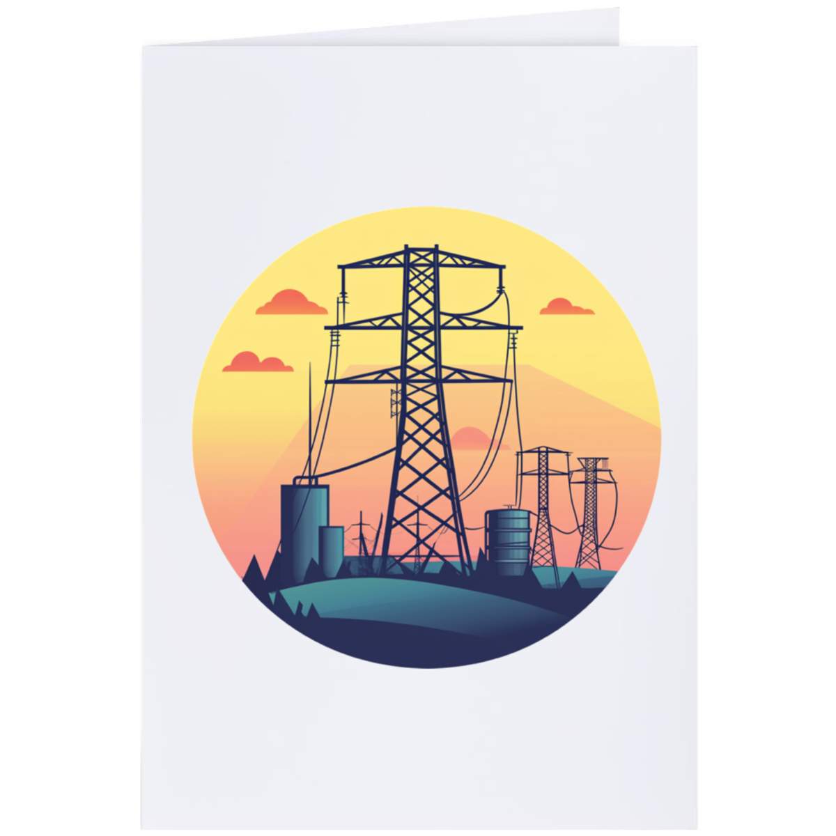 Large (A4) 'Electric Pylons' Blank Greeting Card (GC00072006)