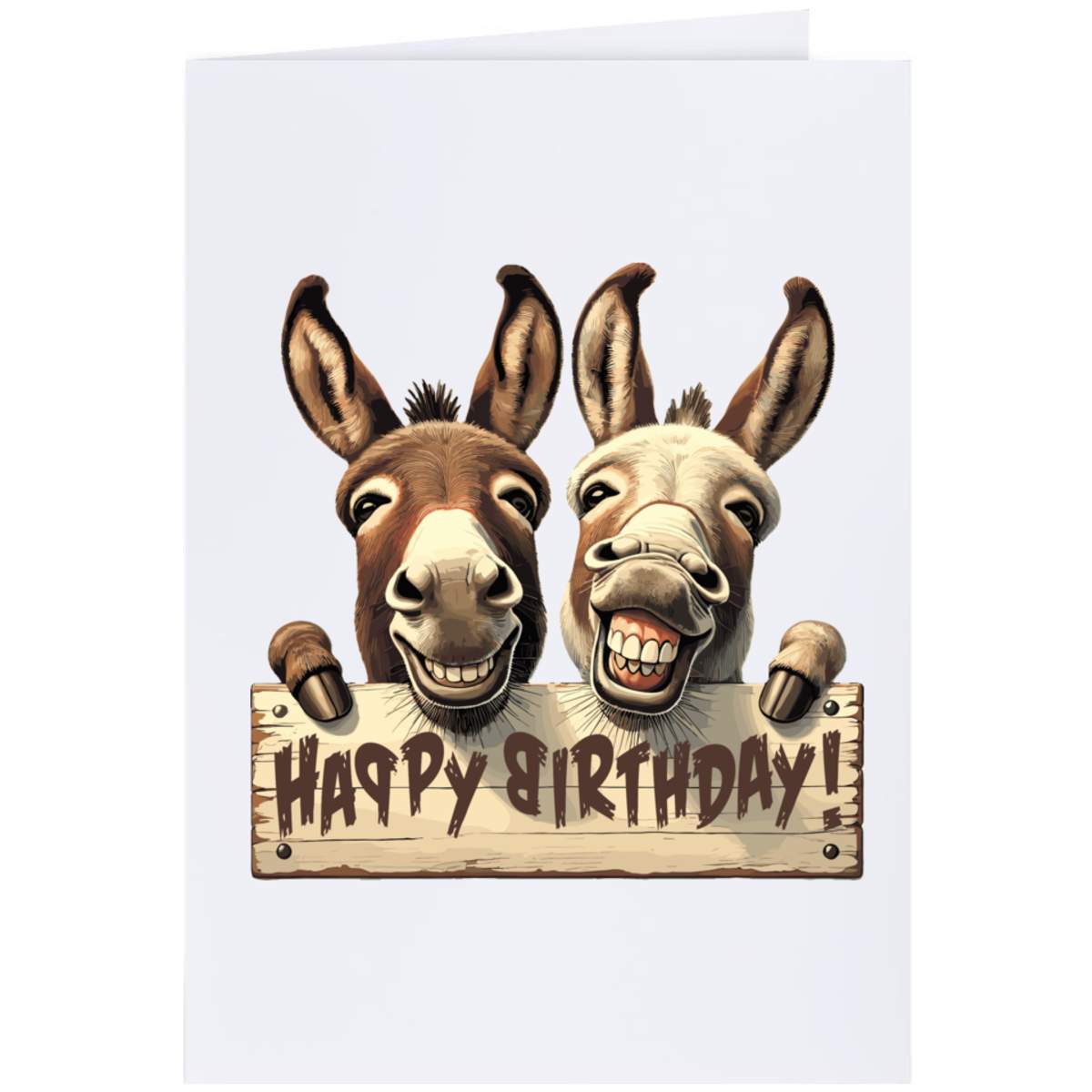 Large (A4) 'Happy Birthday Donkeys' Blank Greeting Card (GC00072472)