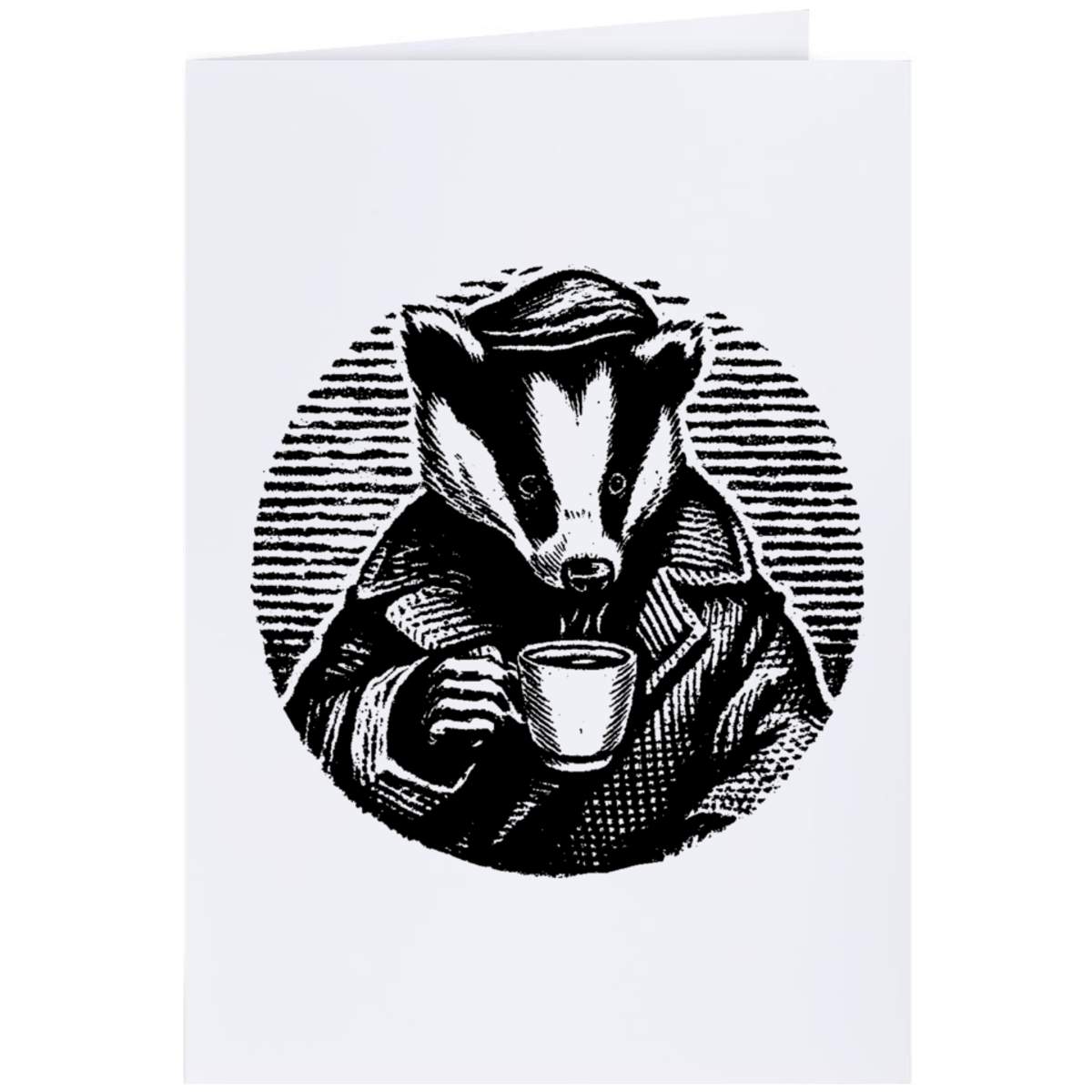 'Badger with Coffee' Greeting Card - A4 - Blank Inside for Birthdays, Thank You Notes, Invitations and Gifts (GC00078840)
