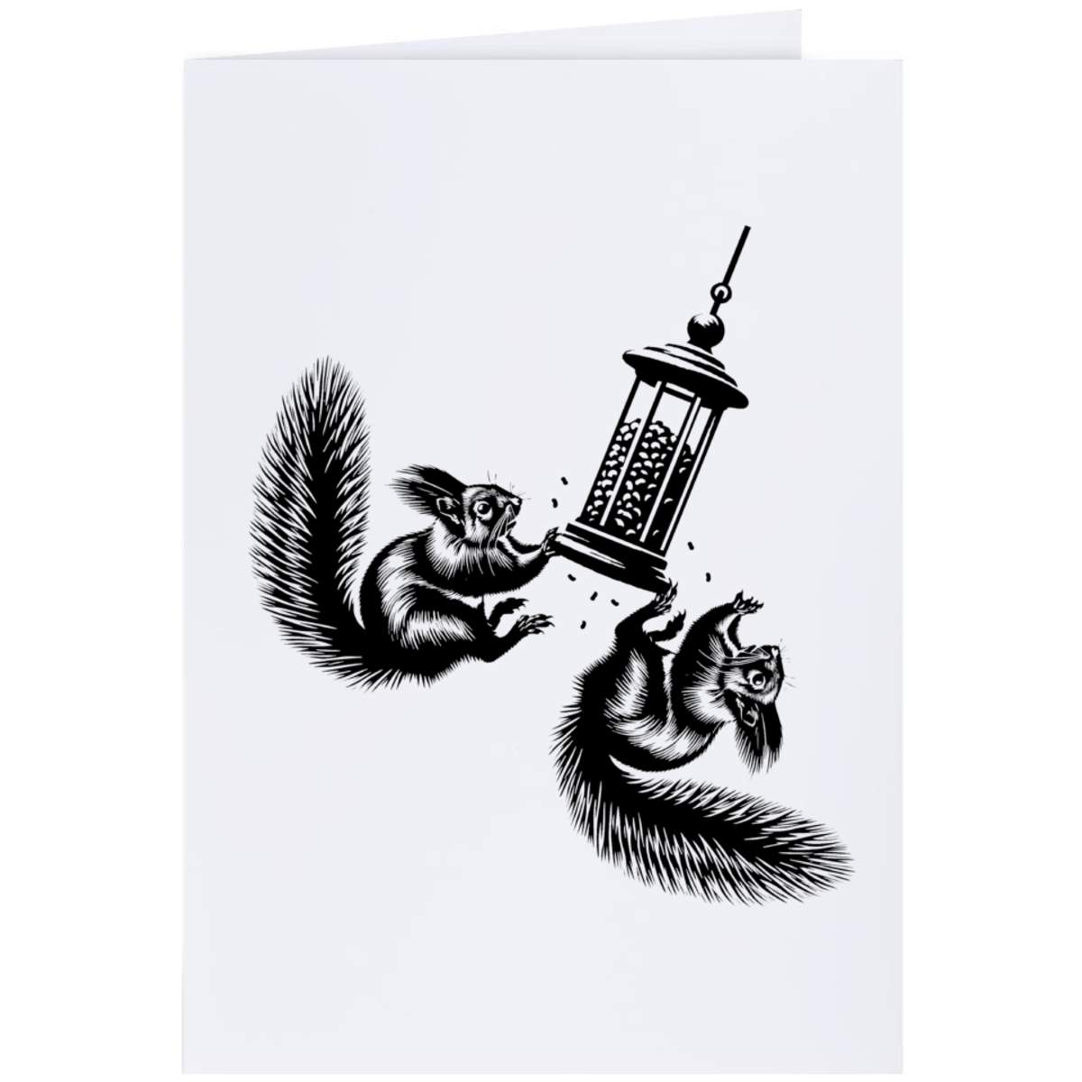 'Squirrels & Birdfeeder' Greeting Card - A4 - Blank Inside for Birthdays, Thank You Notes, Invitations and Gifts (GC00088240)