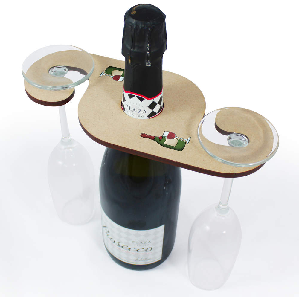 'Red Wine' Wooden Wine Glass / Bottle Holder (GH00040741)