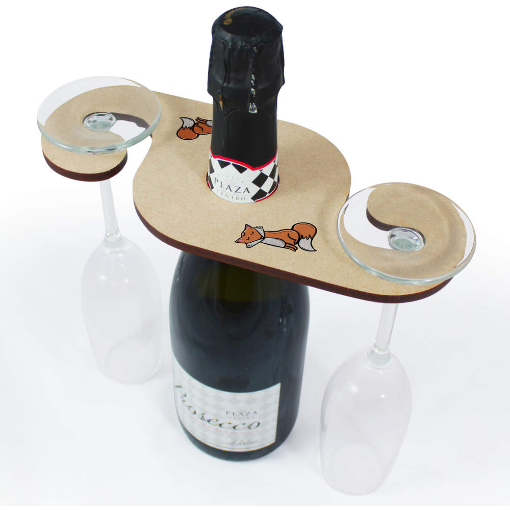 'Fox' Wooden Wine Glass / Bottle Holder (GH00052307)