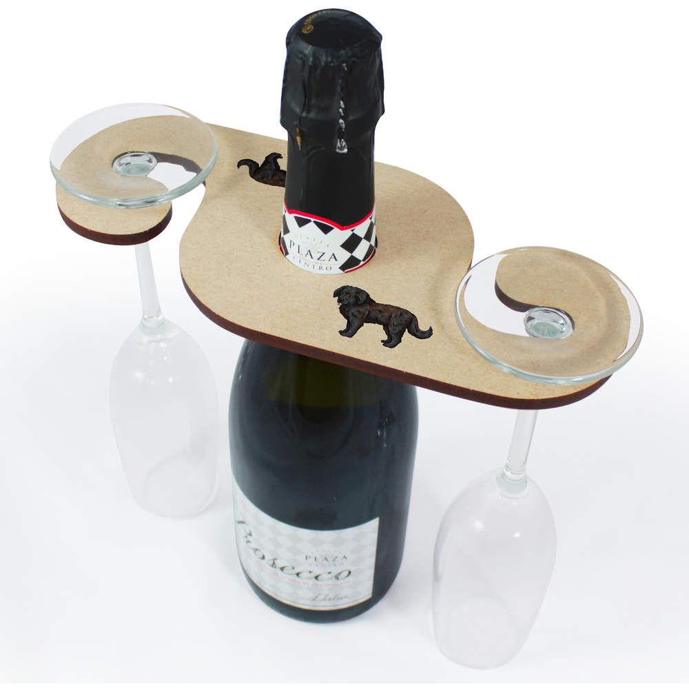 'Newfoundland Dog' Wooden Wine Glass / Bottle Holder (GH00057157)