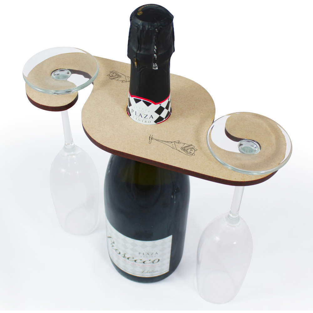 'Hanging Bat' Wooden Wine Glass / Bottle Holder (GH00060373)