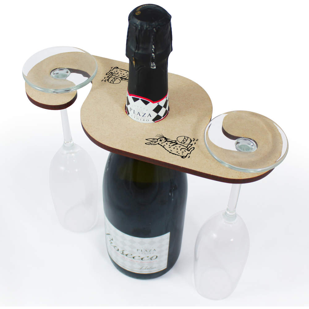 'Rabbit & Easter Egg' Wooden Wine Glass / Bottle Holder (GH00064230)