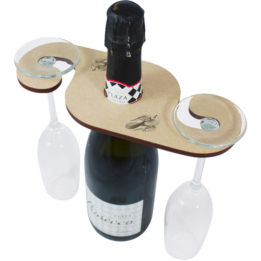'Calligraphy Dove' Wooden Wine Glass / Bottle Holder (GH00074145)