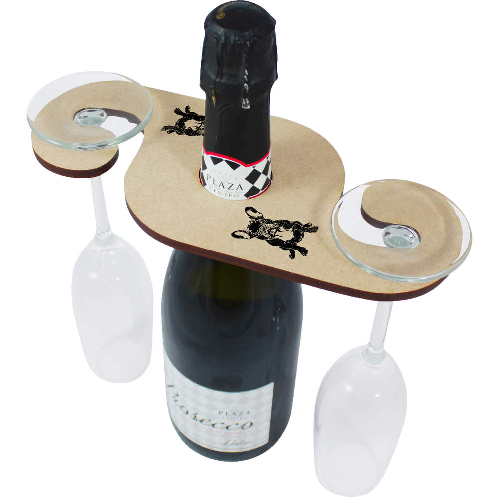 'French Bulldog Sitting' Wooden Wine Glass / Bottle Holder (GH00076844)