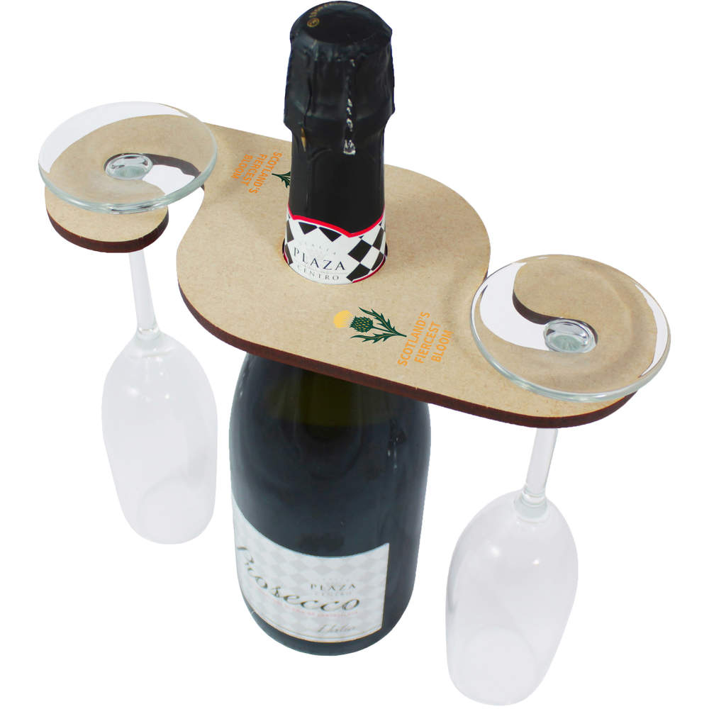 'Thistle Scotland's Fiercest Bloom' Wooden Wine Glass / Bottle Holder (GH00079716)