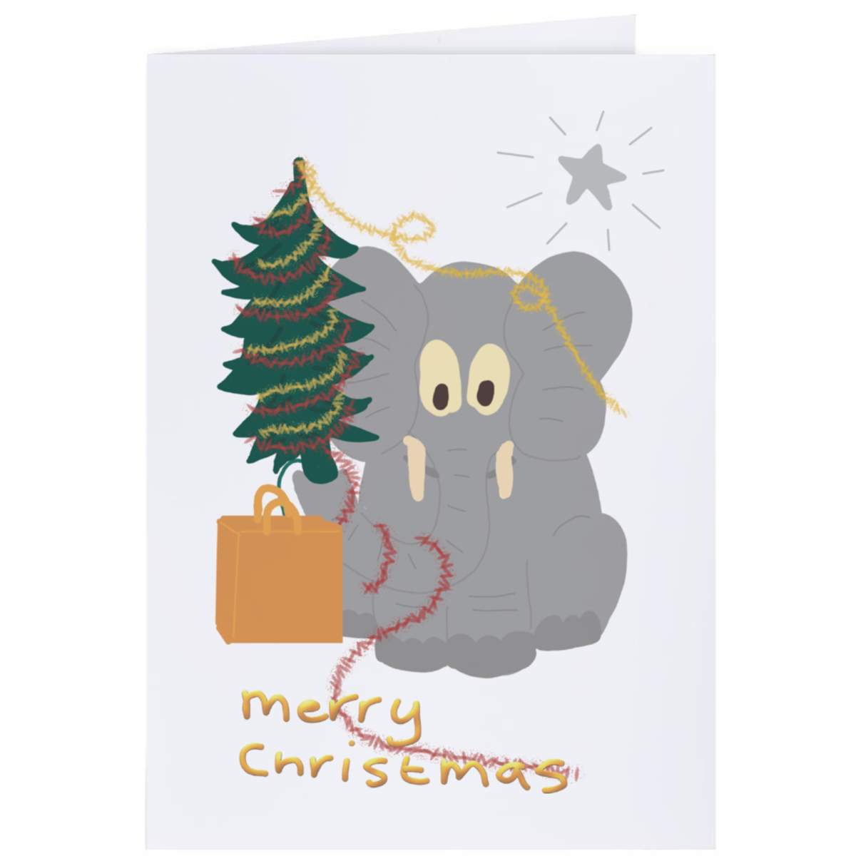 4 x 'Elephant Delivering Christmas ' Gift Tags / Labels (GI00097089)