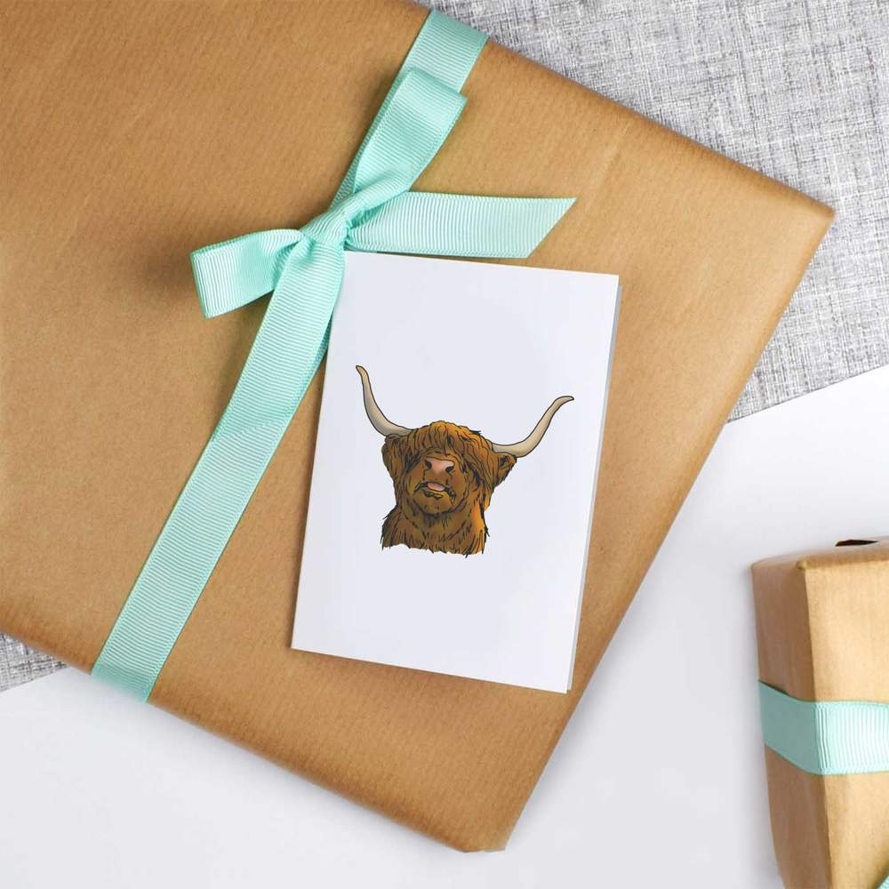 Highland Cow John Trowell Blank Greeting Card With Envelope 