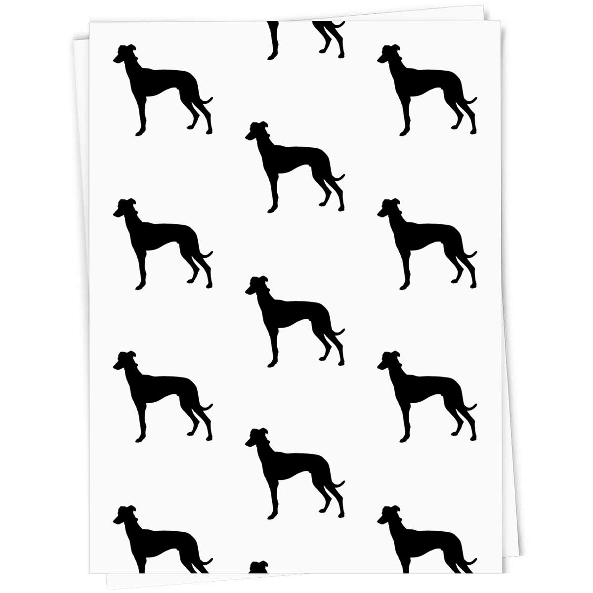 'Greyhound Silhouette' Gift Wrap / Gift Tags - Graceful Racing Sighthound Canine Outline - Present Paper and Labels for Birthdays, Christmas, Weddings and Parties (GI019987)