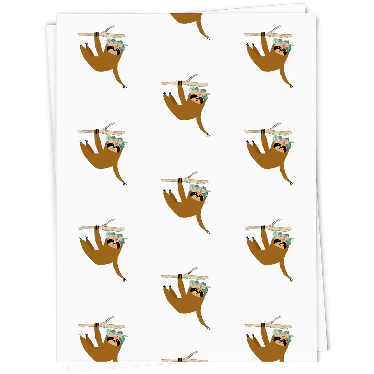 'Floral Sloth' Gift Wrap / Wrapping Paper / Gift Tags (GI028178)