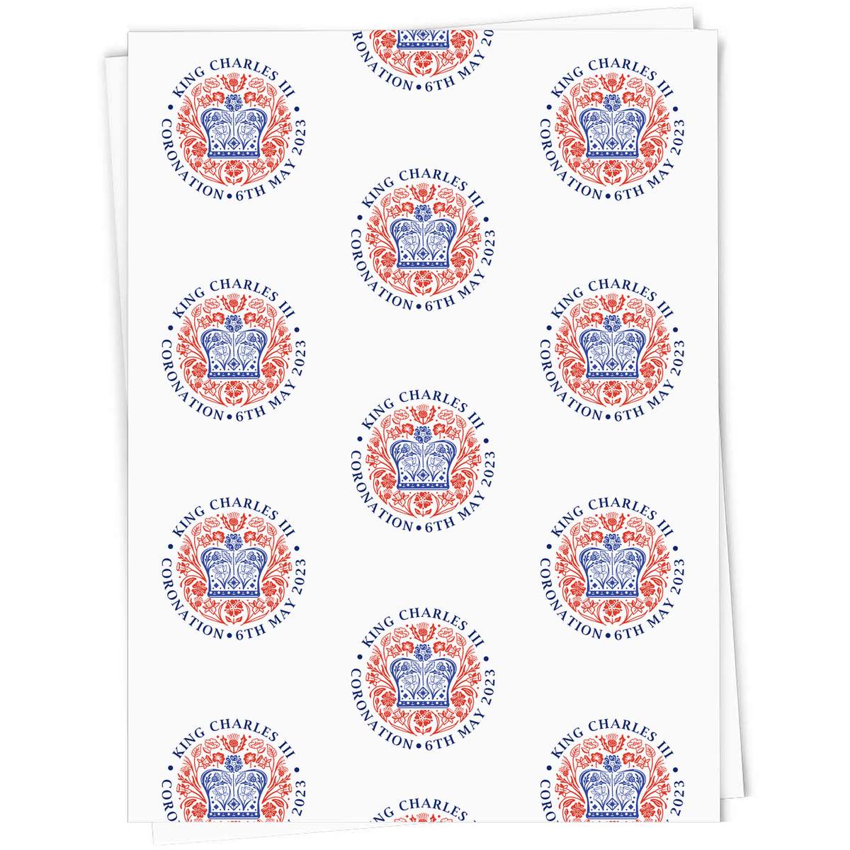 'King Charles Coronation' Gift Wrapping Paper Sheet - 91cm x 61cm - King Charles May 2023 Emblem - Present Paper for Birthdays, Christmas and Special Occasions (GI00069835)